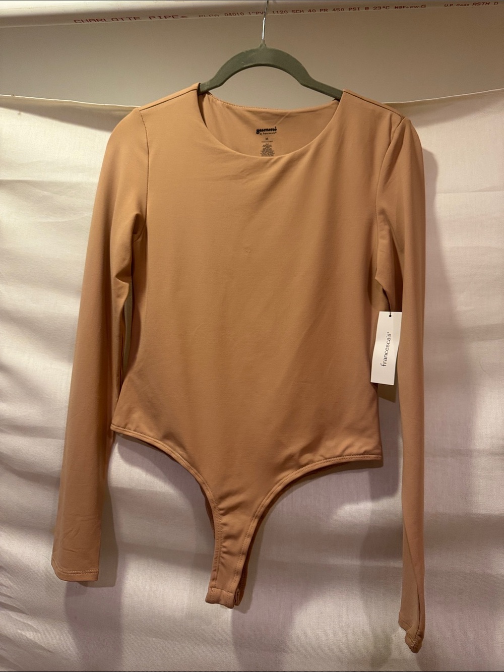 yummi by Francesca's Long Sleeve Nude Bodysuit NWT